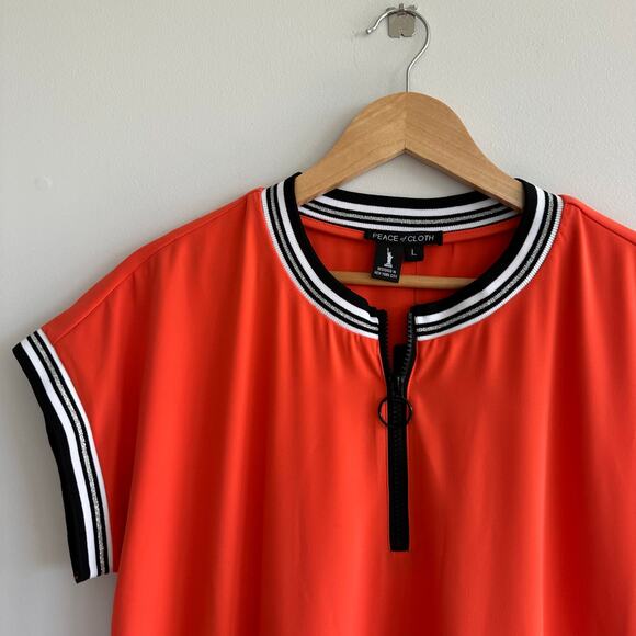 Peace of Cloth Quinn Short Sleeve 1/4 Zip Dress Orange L NWT - Picture 5 of 10